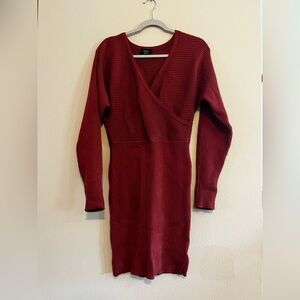 Vici Burgundy Ribbed Long Sleeve Dress